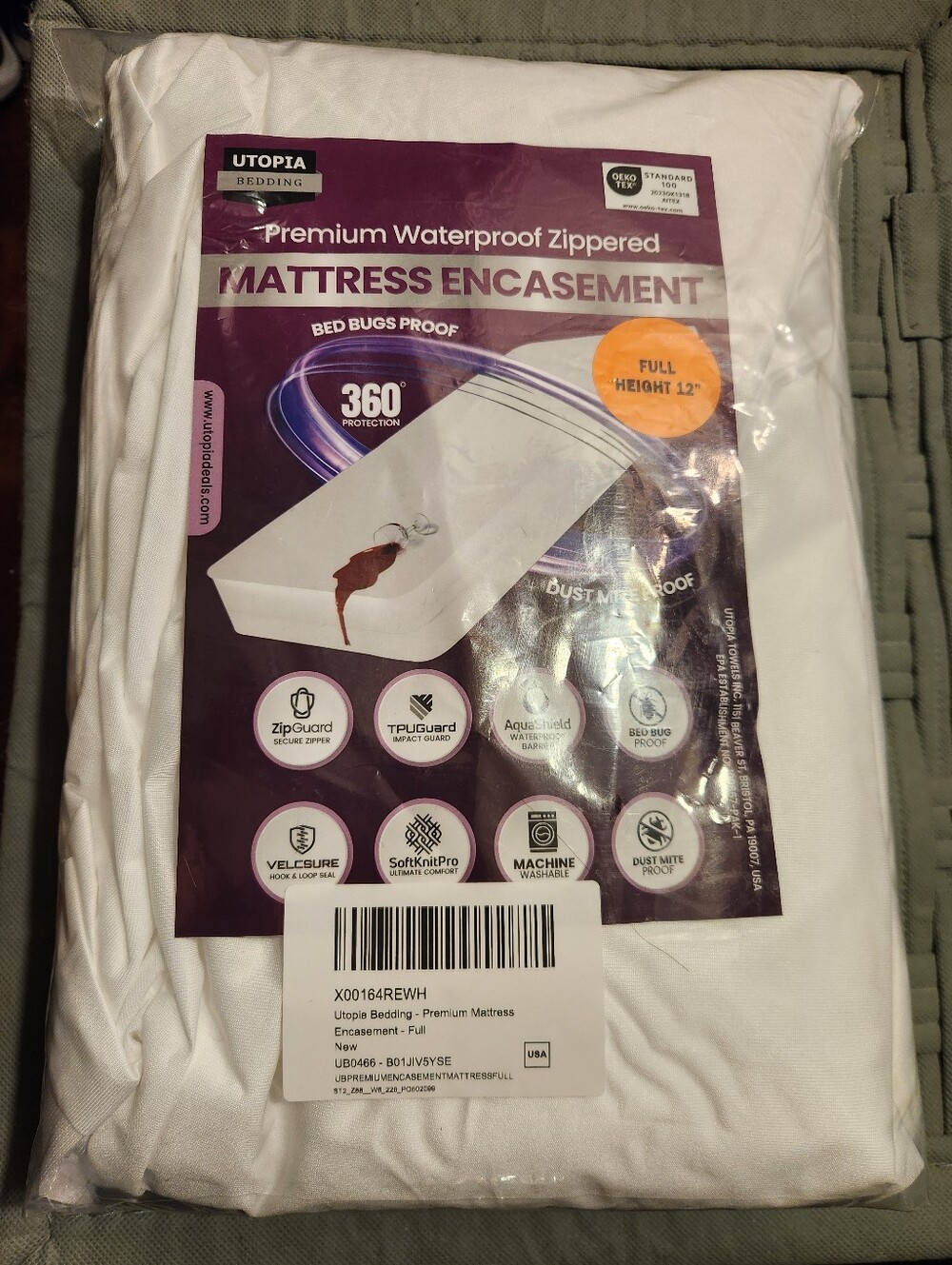 White Premium Waterproof Zippered Mattress Encasement